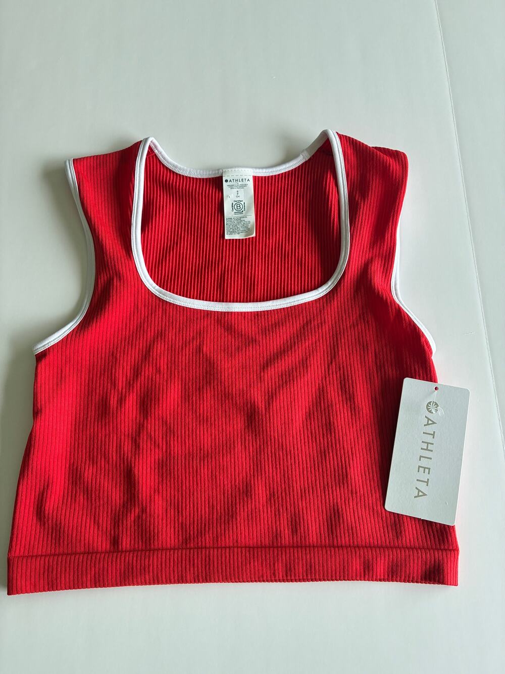 Athleta Red Seamless Crop Top Preppy. Small NWT Tenniscore / Pickleball style